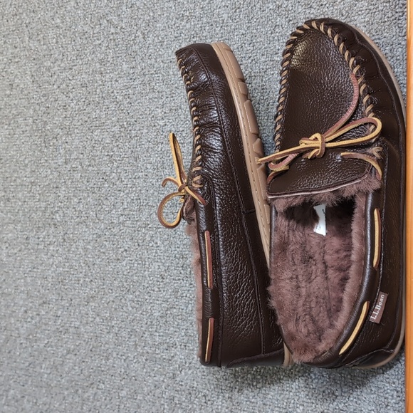 L.L. Bean Wicked Good Moccasins Moosehide Slipper Chocolate Brown Size 11.0 - Picture 5 of 14